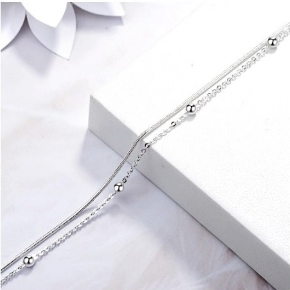 NEW Sterling Silver Double chain Bracelet - Picture 2 of 5